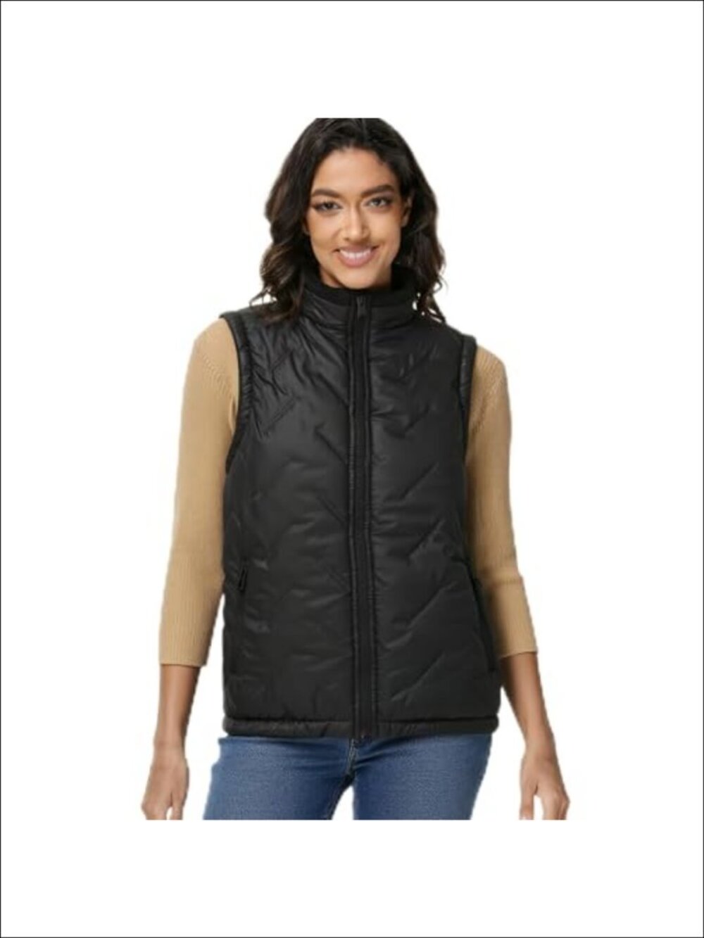 Women's Quilted Puffer Vest Fleece Lined Zip Up Sleeveless Winter Gilet